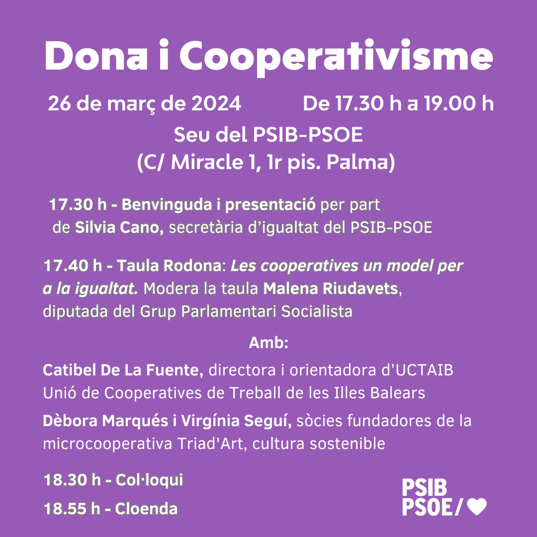 Participación de la mesa redonda "Las cooperativas, un modelo para la igualdad" en Palma de Mallorca